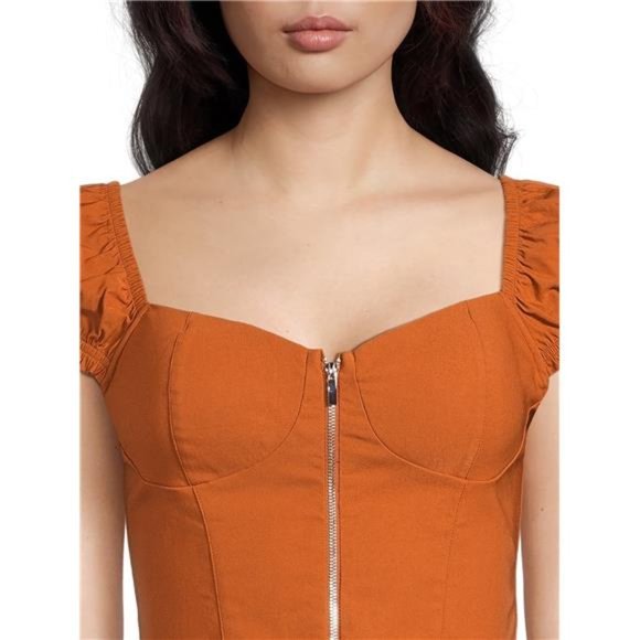 New With Tag - Madden Nyc Cute Women's Top Tshirt Front Zip Bra Cup Top - Picture 4 of 5